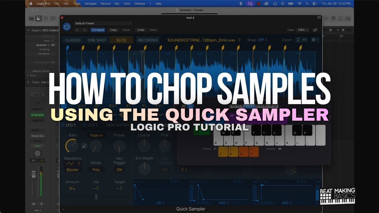 Как нарезать сэмплы с помощью Quick Sampler | Урок по Logic Pro для начинающих | Основы создания ...