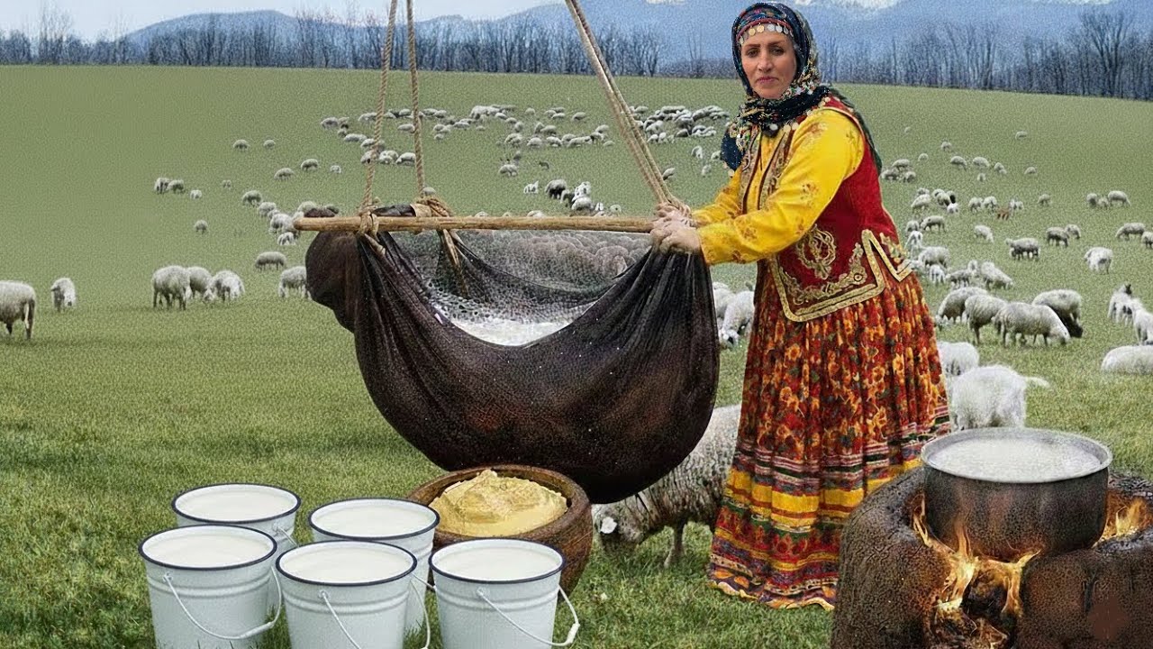Traditional Life in Rural Iran 🐄🍂 | Making Butter the Old-Fashioned Way & Iranian Ash