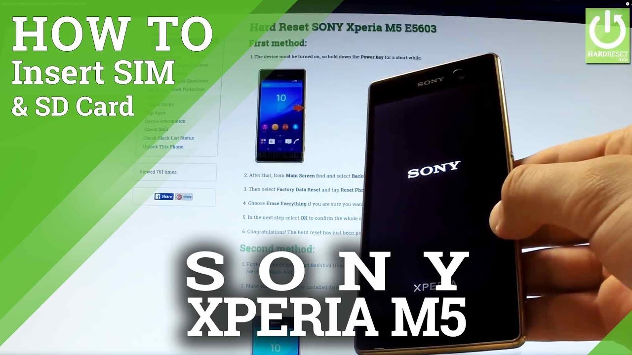 Как вставить SIM-карту и карту Micro SD в SONY Xperia M5 E5603