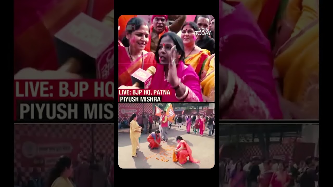 Women Voters Celebrate Outside BJP HQ in Patna After NDA&rsquo;s Commanding Win in the 2025 Bihar Polls