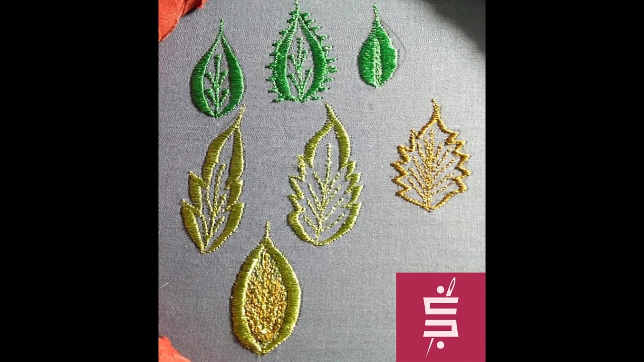 7 Most Common Leaves Designs for beginners (Machine Embroidery)  #StayHome #LearnWithMe