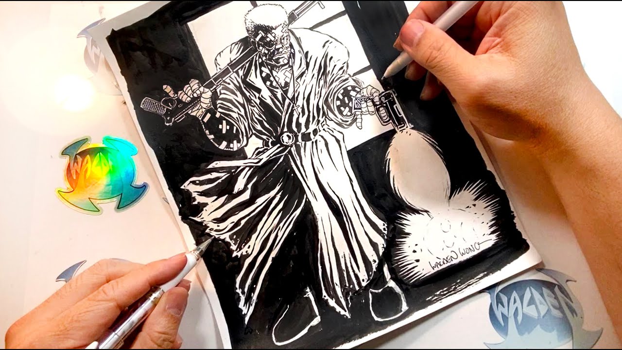 How to Draw SIN CITY MARV Comic Book Artist shows how he draws Frank Miller character process