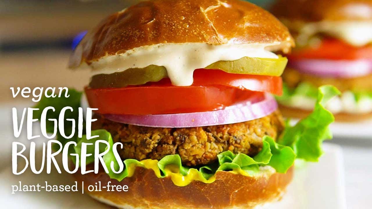 Vegan Veggie Burgers (plant-based, oil-free, gluten-free)