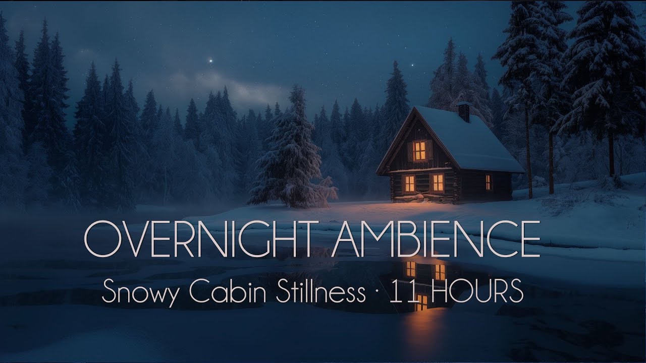 Snowy Cabin Stillness | Calm Night Ambience for Overnight Rest 11 Hours