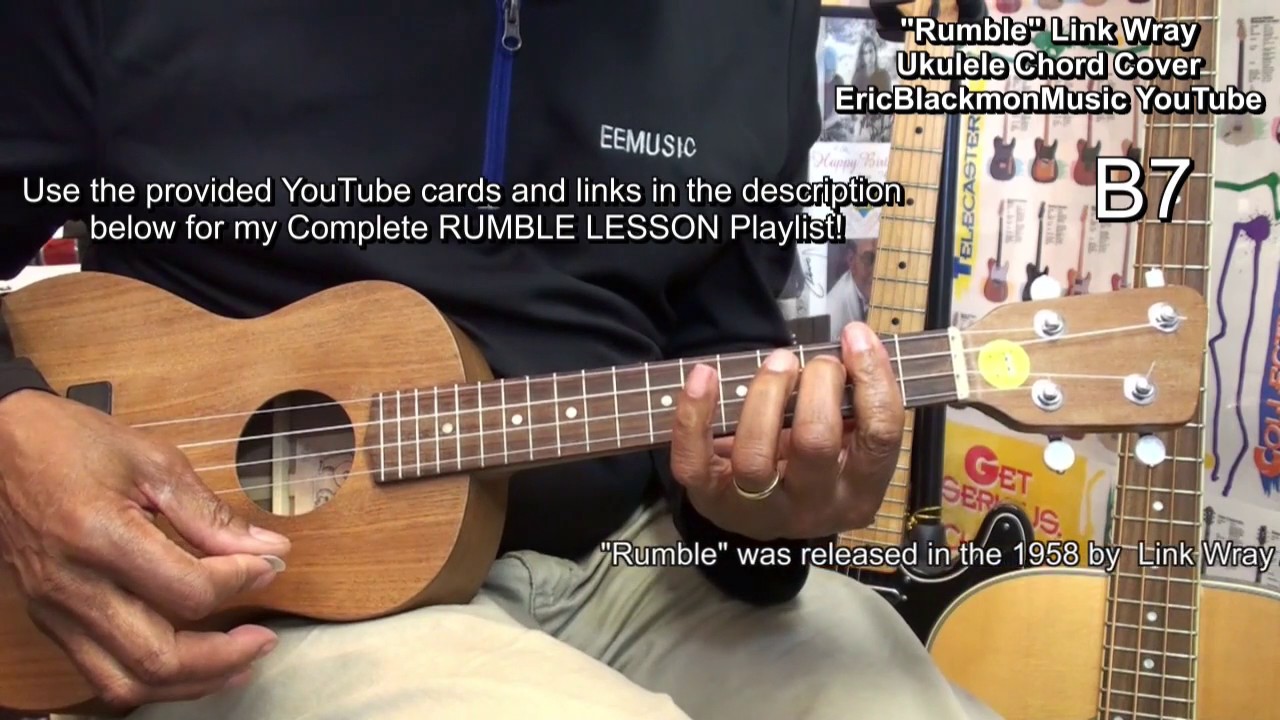 RUMBLE Link Wray & His Ray Men Electric Ukulele Cover Lesson Link Chords @EricBlackmonGuitar