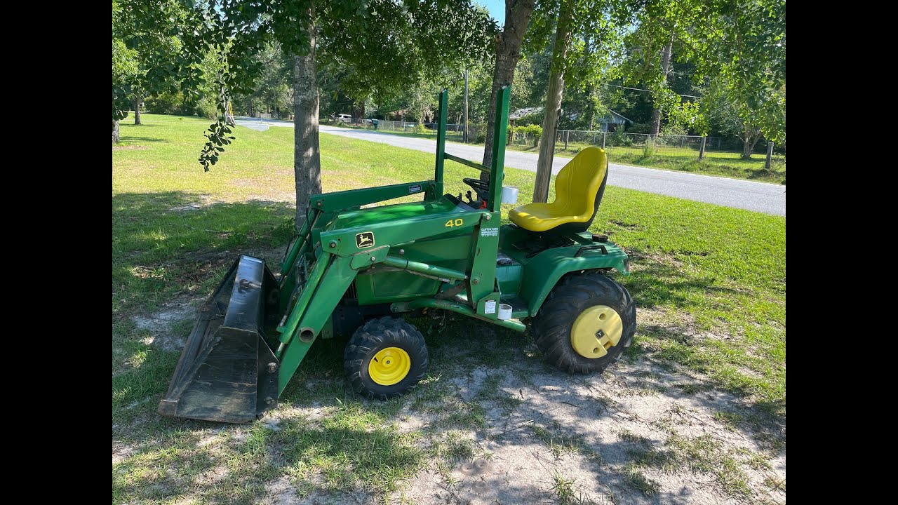 Removing and cleaning up a dead tree with my 40 loader // John Deere 455 tractor