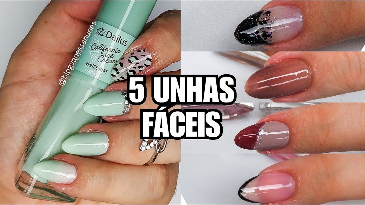 5 Unhas Decoradas BEM FÁCEIS para fazer EM CASA