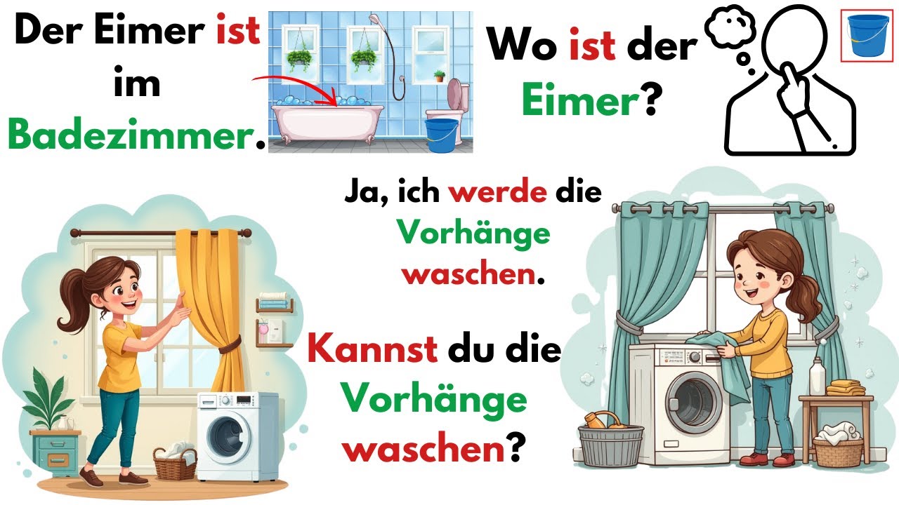 Putzen auf Deutsch 🧽🇩🇪: Blitzschnell Vokabeln lernen! Fragen und Antworten