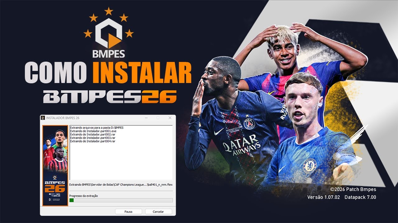 COMO INSTALAR PATCH BMPES 2026 | FACES ESTÁDIOS TORCIDAS NOVO MENU  E MUITO MAIS