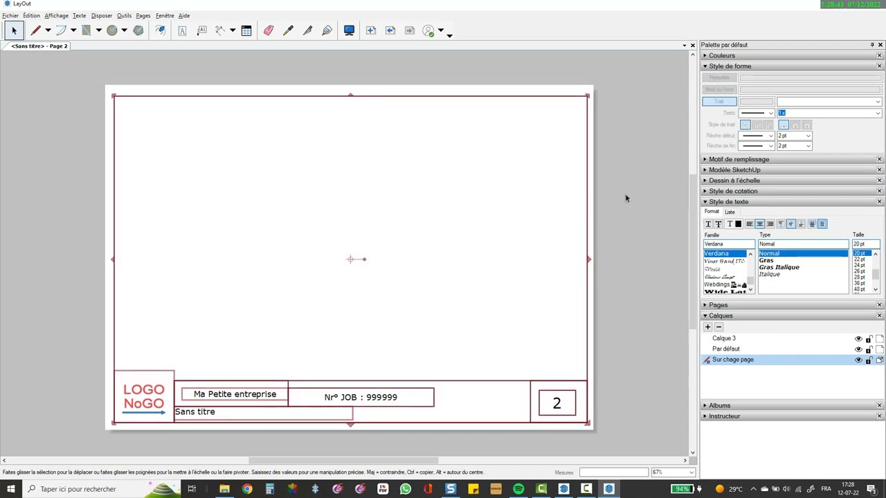 Sketchup - Création Modèle mise en page Layout