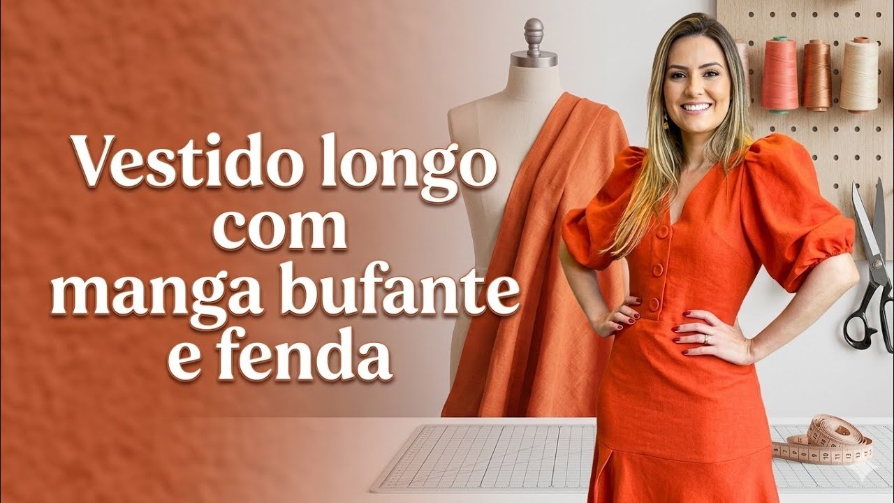 ✅️ DIY Como fazer Vestido de Festa com Manga Bufante_Costura fácil p iniciantes Gisleide Novelo