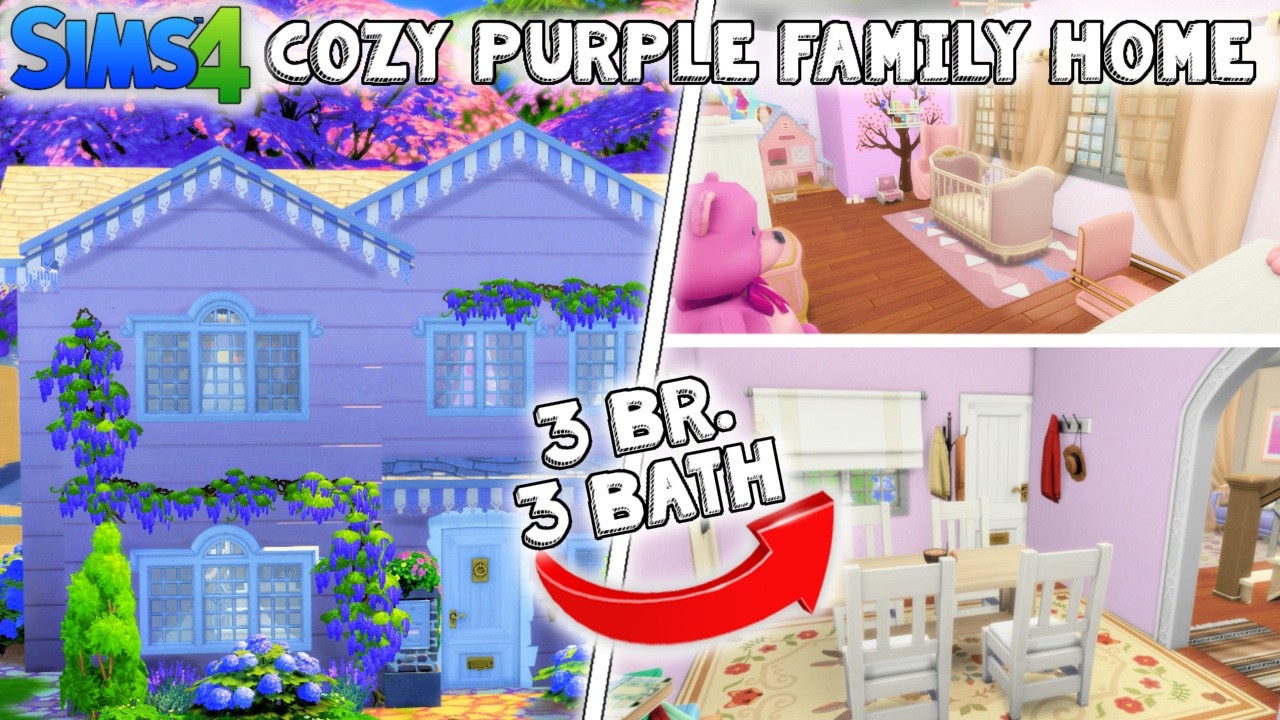 Cozy Purple House in the Sims 4 For My Boba Tea Tales Sim
