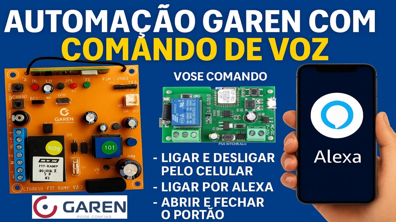 Como Instalar Comando de Voz 🎙️ no Motor Garen 🚪 | Controle pelo Celular 📱 + Alexa 🟦