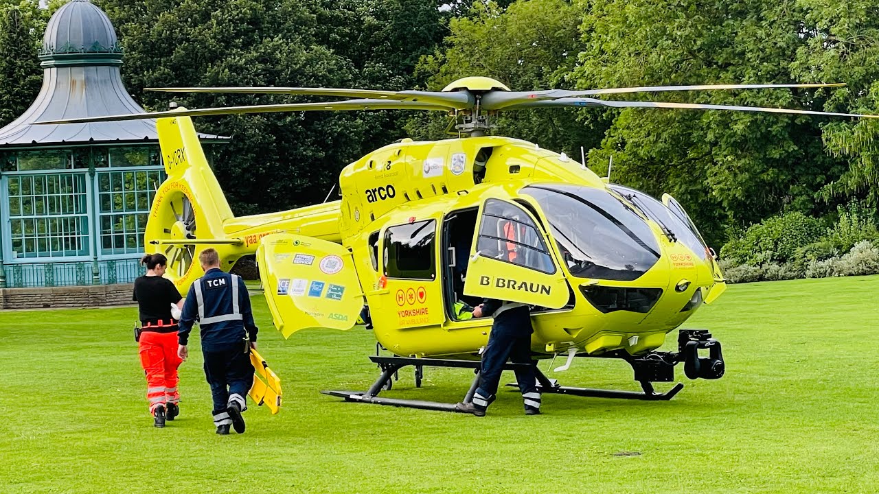 Yorkshire Air Ambulance G-YORX Taking Off From Western Park Hospital 🏥 In Sheffield
