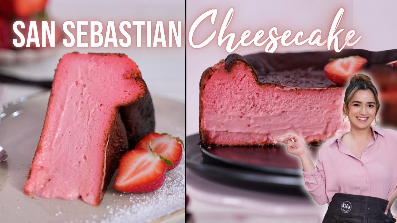 San Sebastian Cheesecake Erdbeere 🍓😍 Strawberry Basque Burnt Cheesecake #sansebastiancheesecake