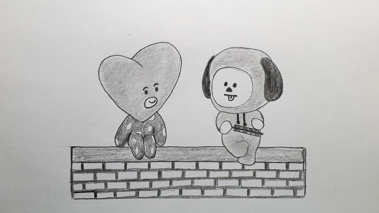 Drawing BT21 Tata and Chimmy