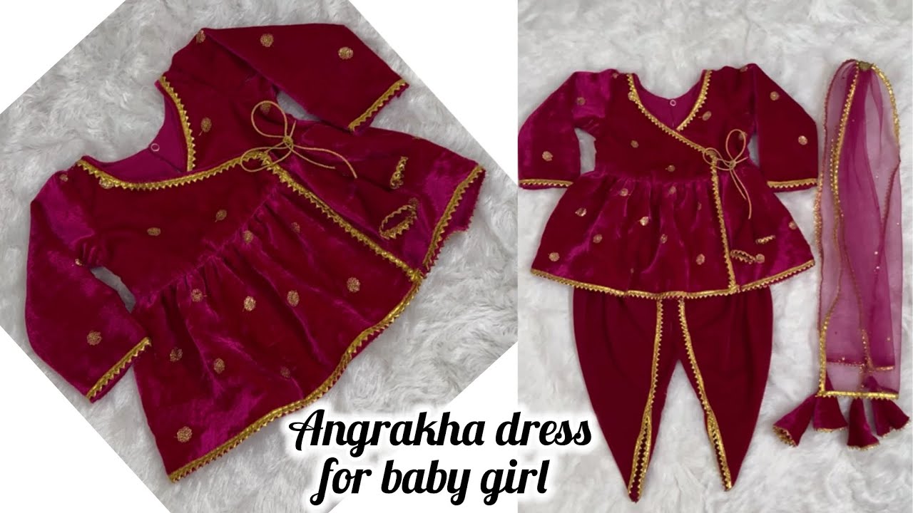 Angrakha frock cutting & stitching for 1 to 2 year,baby girl ￼