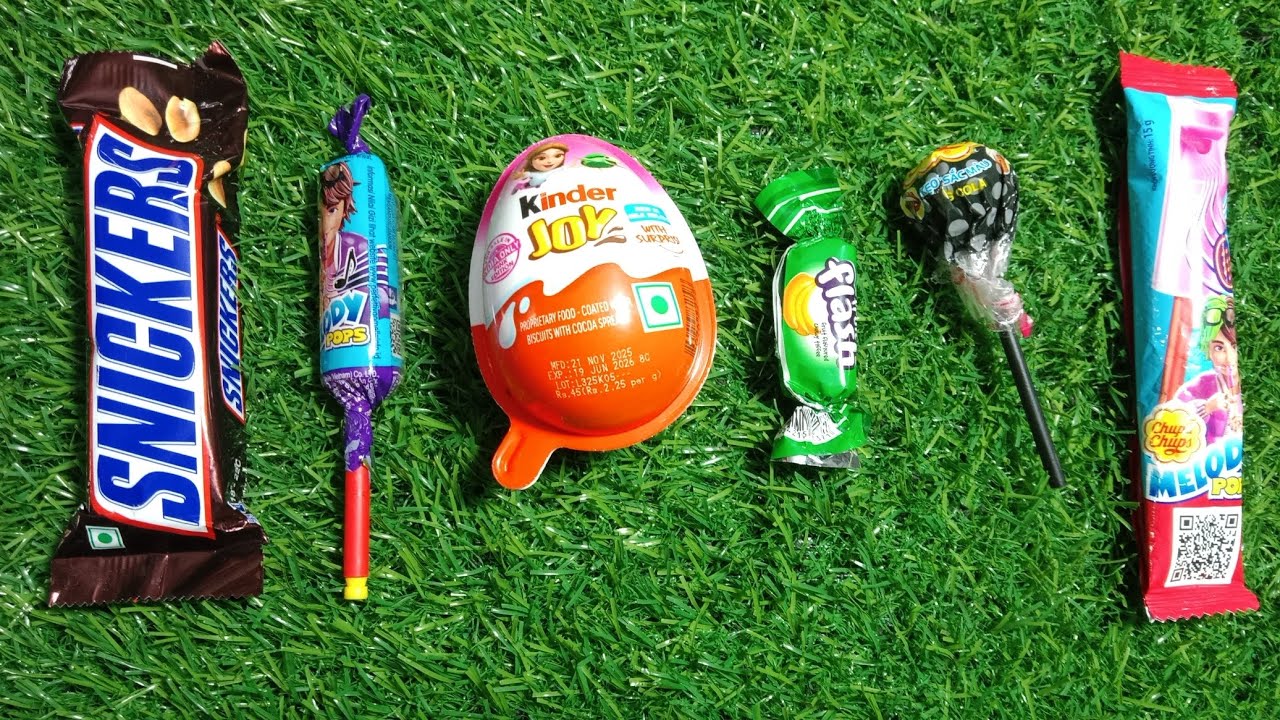 ASMR most popular candy/ some lots of colourful rainbow lollipop candy / unpacking chocolate eat 