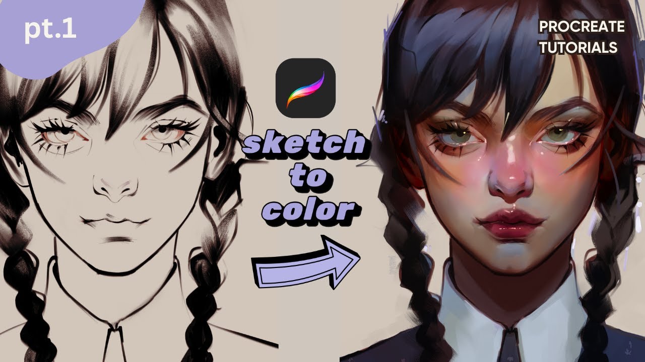 Beginner EASY Sketch to Full Color in Procreate | #wednesday