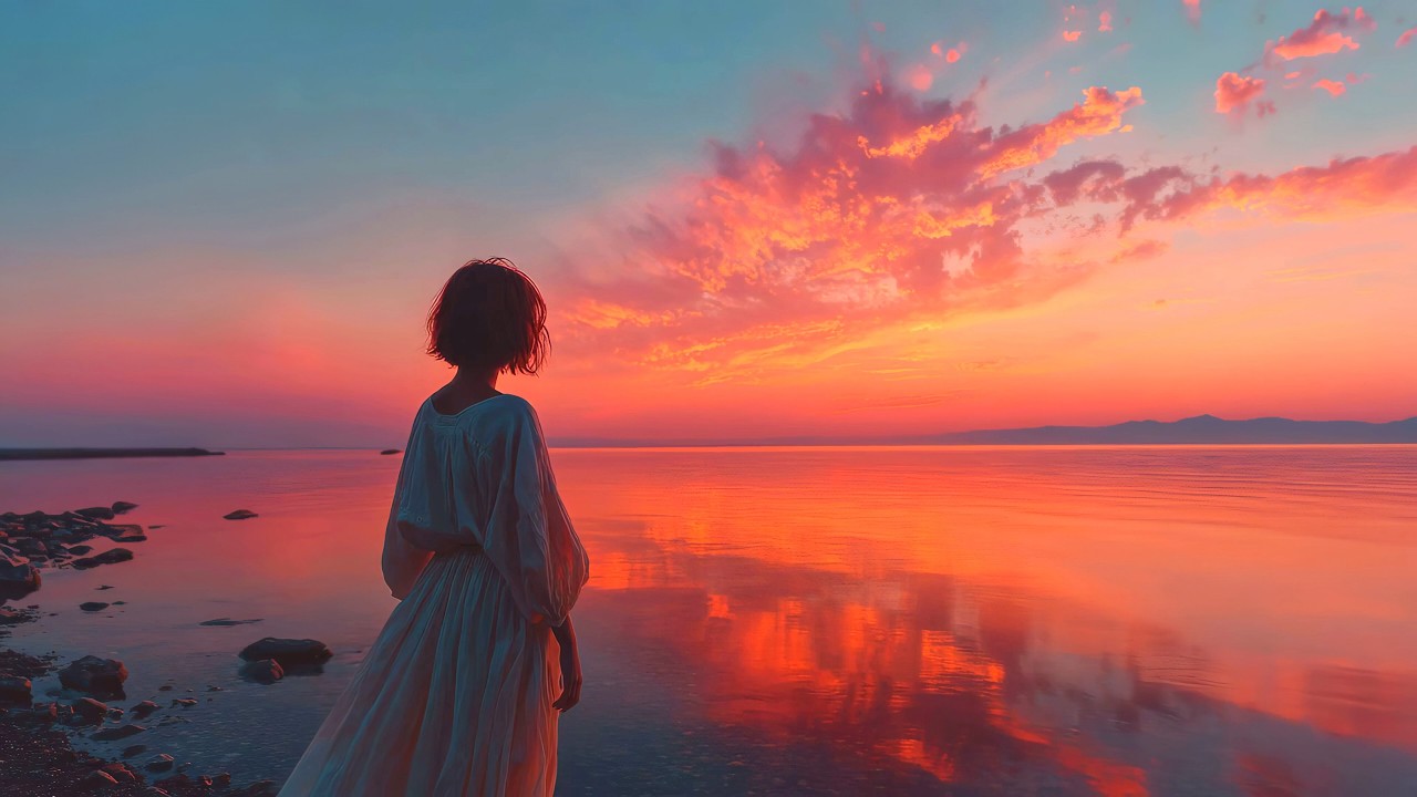 When the Lake Turns Red at Sunset