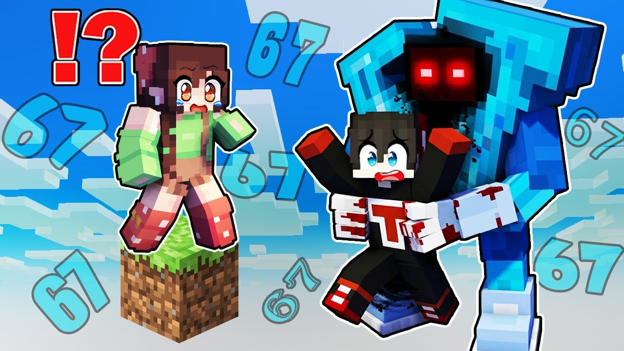 Playing As Scary 67 Brainrot To Troll MY CRUSH on ONE BLOCK - Minecraft ( Tagalog )