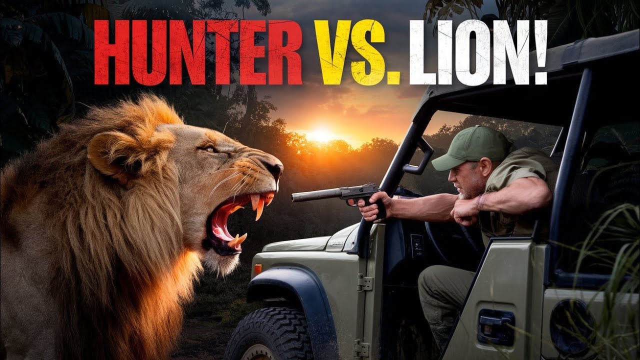 Hunter Kills Lion and Takes It Away