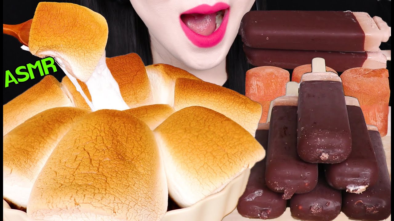 ASMR BIG S'MORES DIP, CHOCOLATE ICE CREAM, CHOCOLATE MARSHMALLOW 스모어딥, 아이스크림, 마쉬멜로우 먹방 EATING SOUNDS