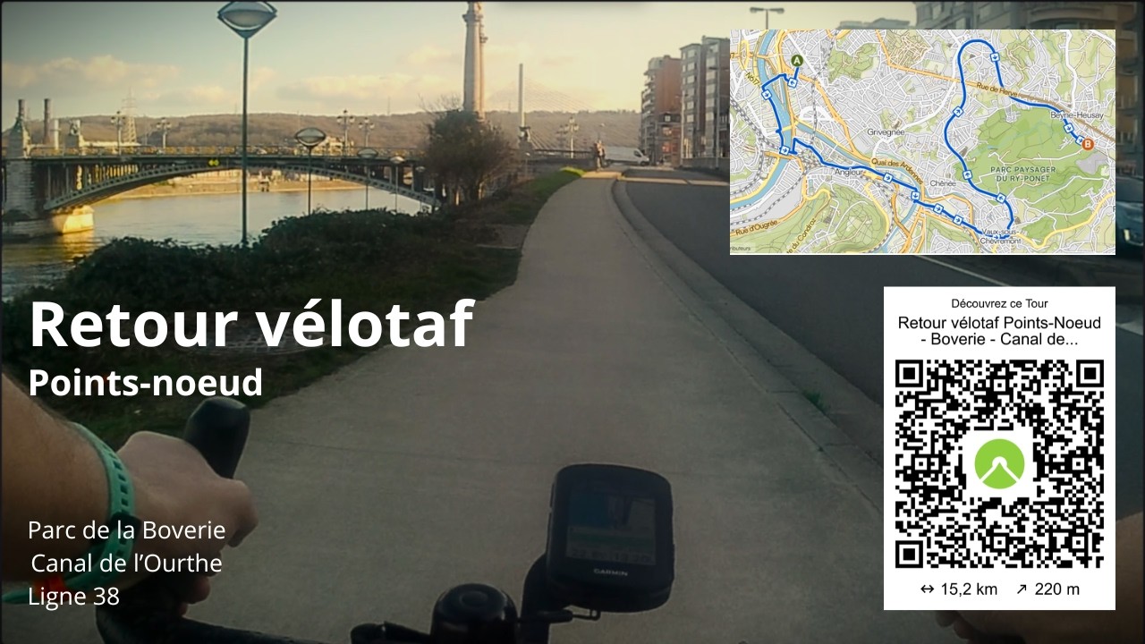 Retour vélotaf points noeud - Boverie - canal de l'Ourthe - L38