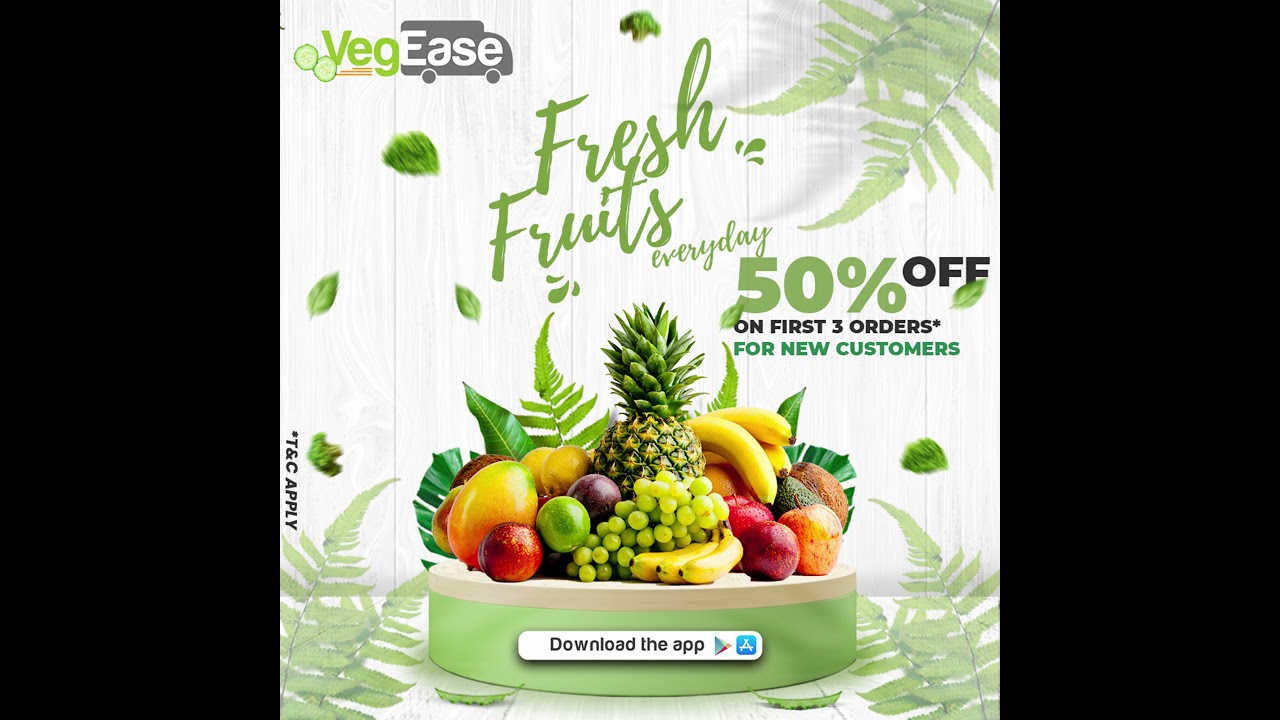 #1 Best Fruit and Vegetables Delivery App: Download The VegEase App and get 50% FLAT OFF on 3 orders