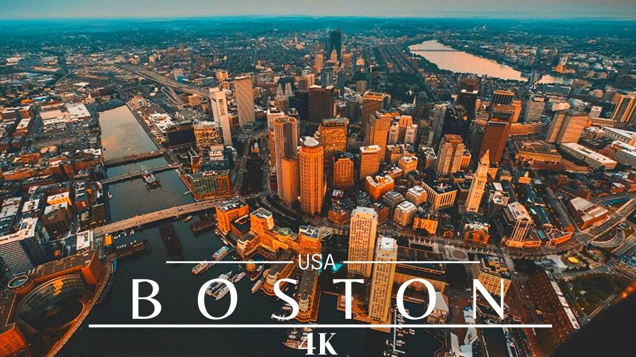 Boston 4K 🇺🇸 Massachusetts Drone Footage at Night