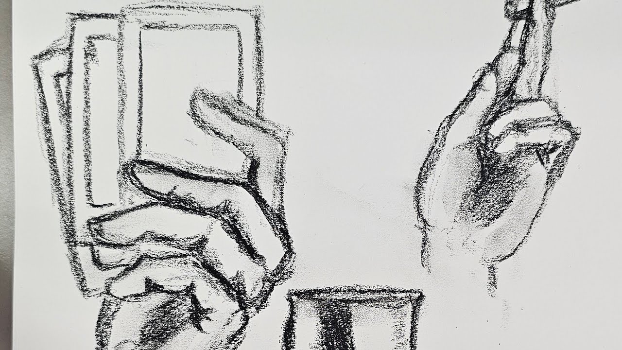 Sketching practice with charcoal