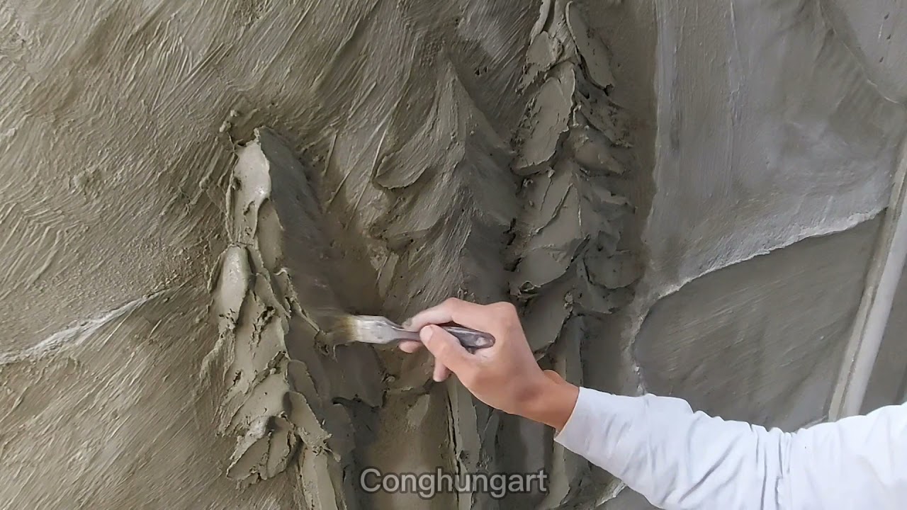 How to make a bas-relief pine tree with cement