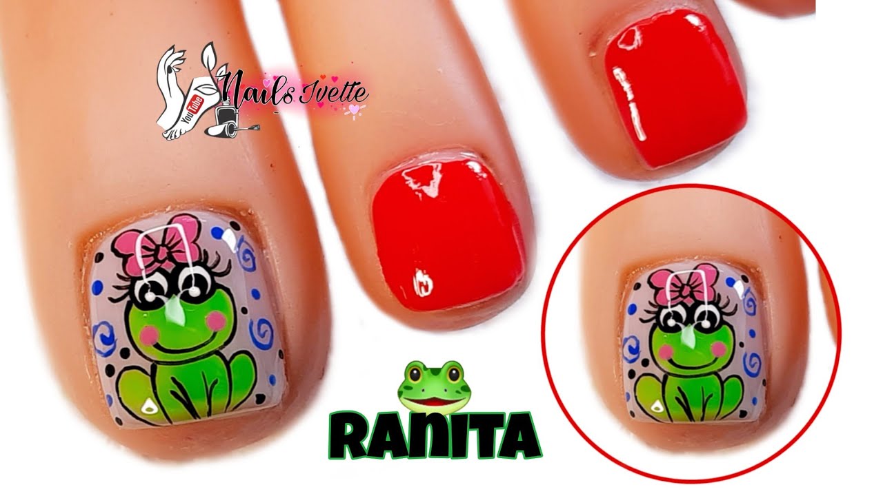 🐸 Uñas decoradas con ranita 😍 Cómo decorar las uñas de los pies faciles y bonitas con ranita / Nail