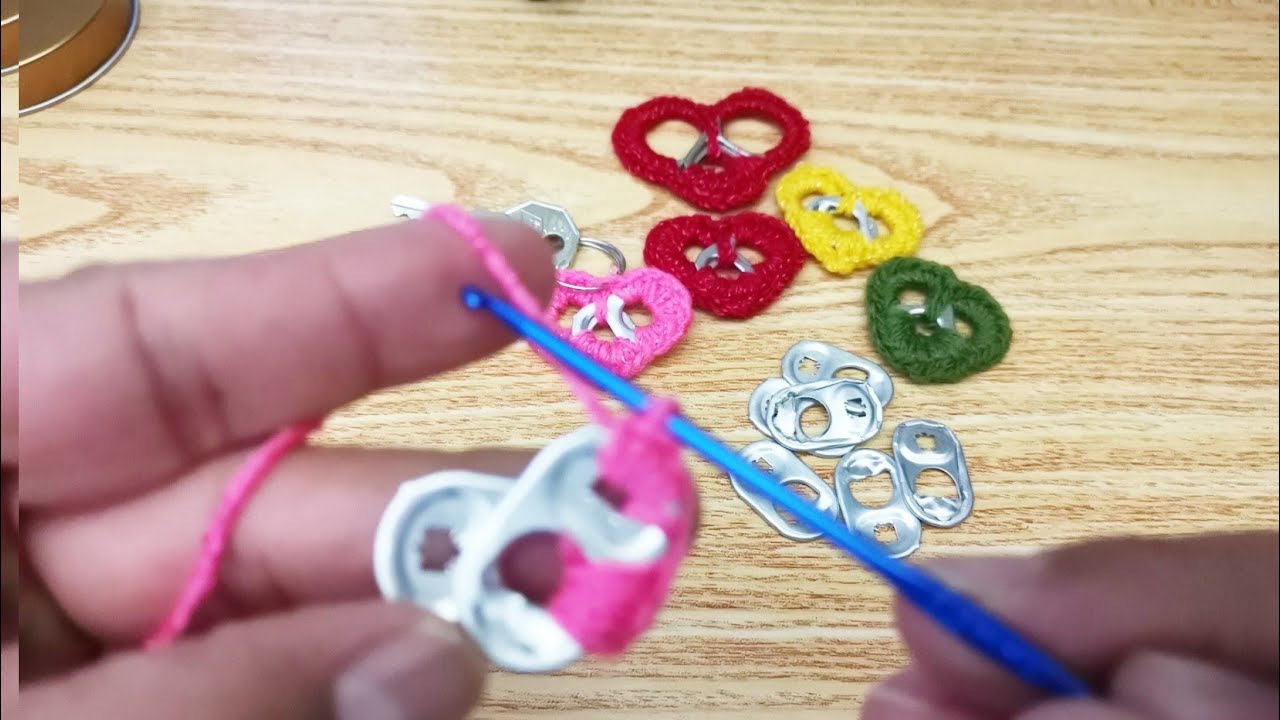 MARAVILLOSO 💛💚💖 mira lo que teji con anillas de latas,  paso a paso 