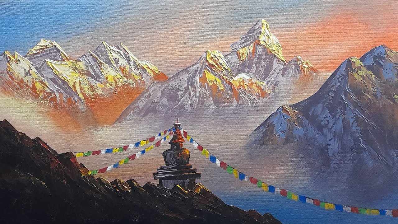 MOUNT EVEREST & AMA DABLAM | HOW TO PAINT? | STEP BY  STEP  |BK ART Gallery