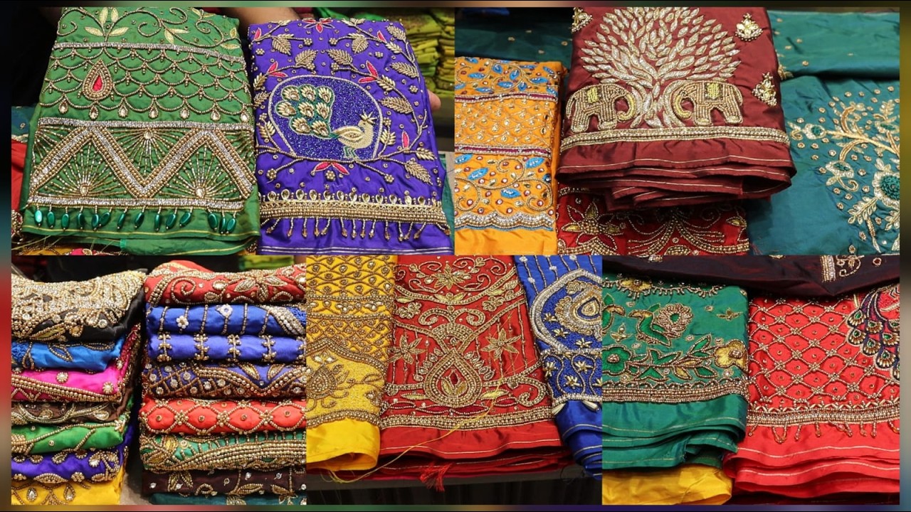 Rs.499 Pure Aari work low cost bridal Blouse Material sowcarpet shop