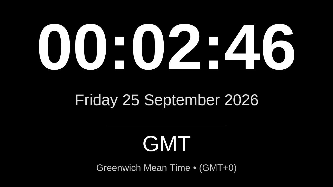 🕒 LIVE:  GMT Clock (Greenwich Mean Time) | London, Accra, Reykjavik | 24/7 World Clock