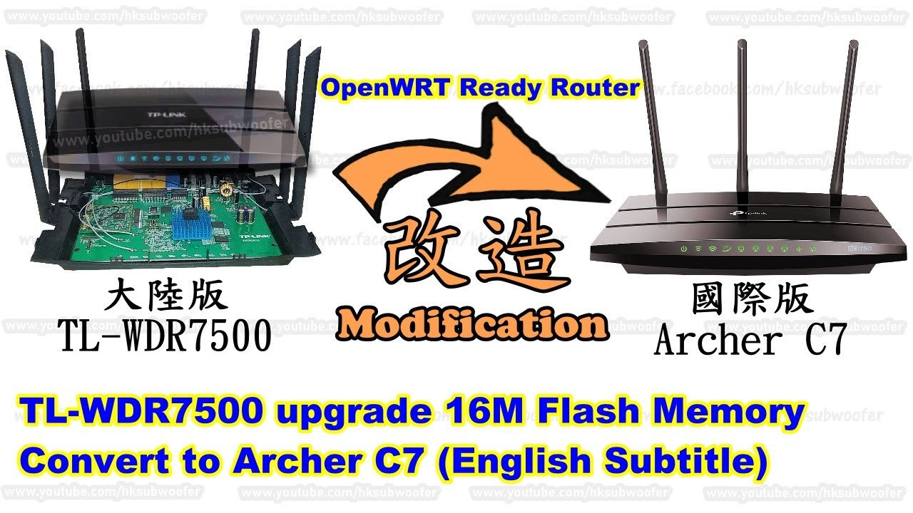 Обновление TL-WDR7500 v2 до 16 МБ флэш-памяти и преобразование в Archer C7 v2, OpenWRT Ready