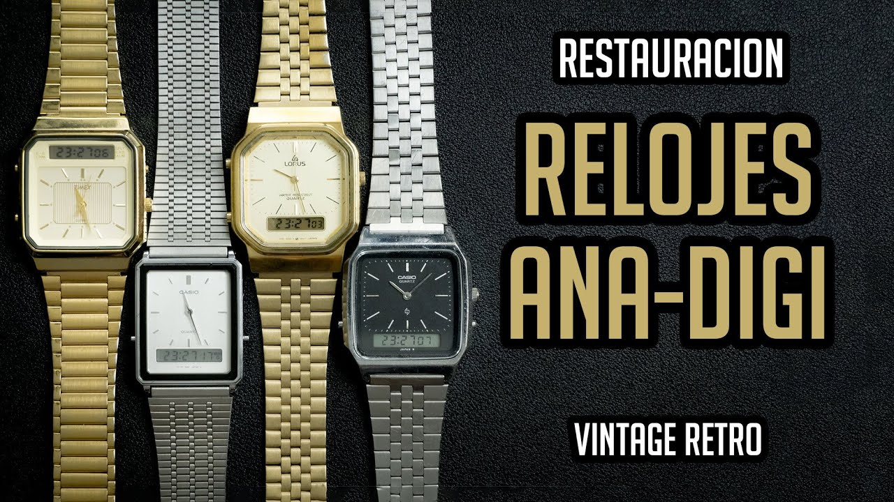 Restauración 4 Relojes Ana-Digi Retro Vintage Casuales Elegantes Juveniles