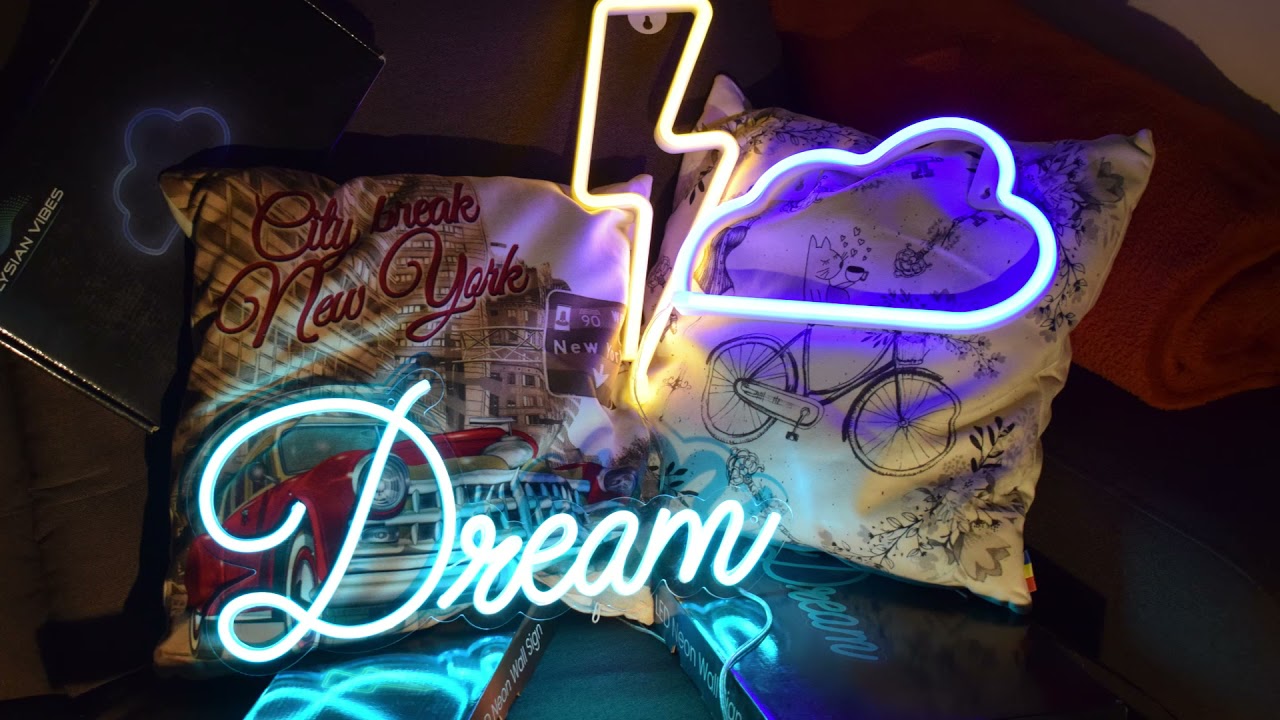 ELYSIAN VIBES LIGHTNING bolt neon signs for wall decor DREAM neon sign CLOUD neon sign dimmer charge