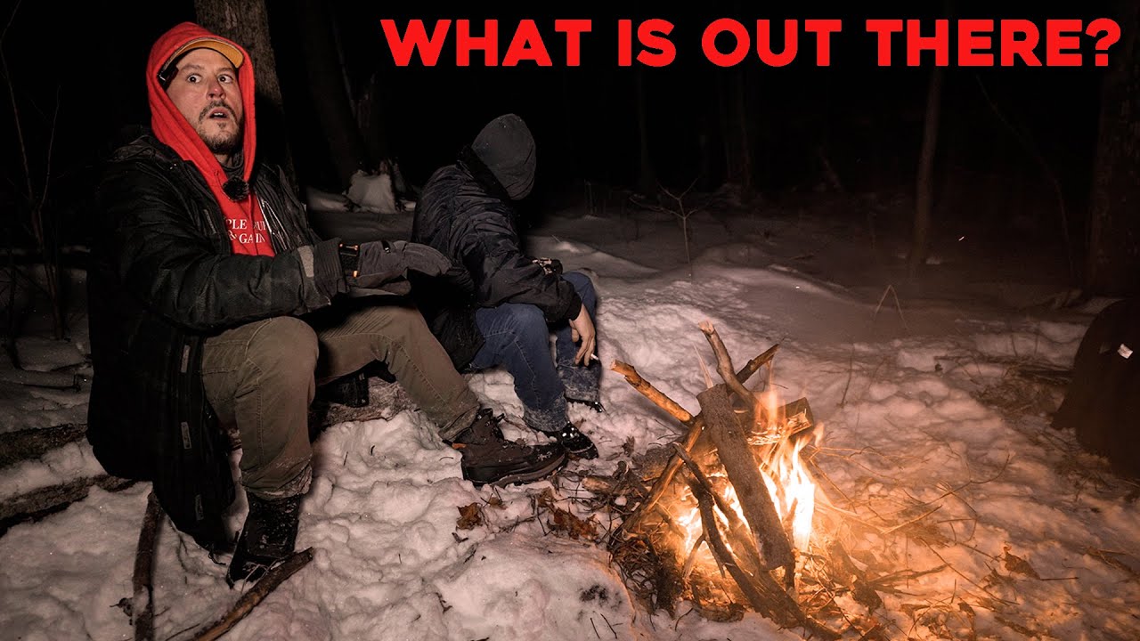 (SOMETHING VERY TERRIFYING IS OUT HERE!) SCARIEST NIGHT WINTER CAMPING IN THE HAUNTED FOREST