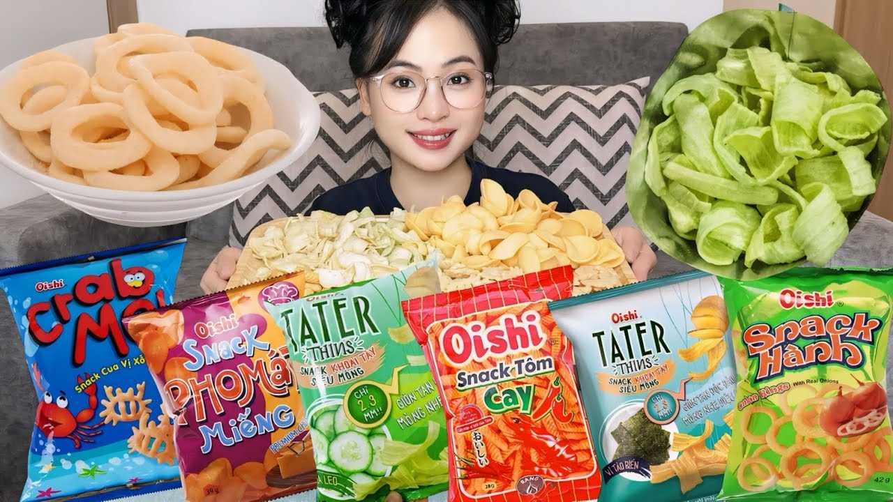 Mukbang Bim Bim Oshi 🦀🥒🦐🧀🧅 | Oshi Vietnam Mukbang Snacks Flavor 🦀🥒🦐🧀🧅