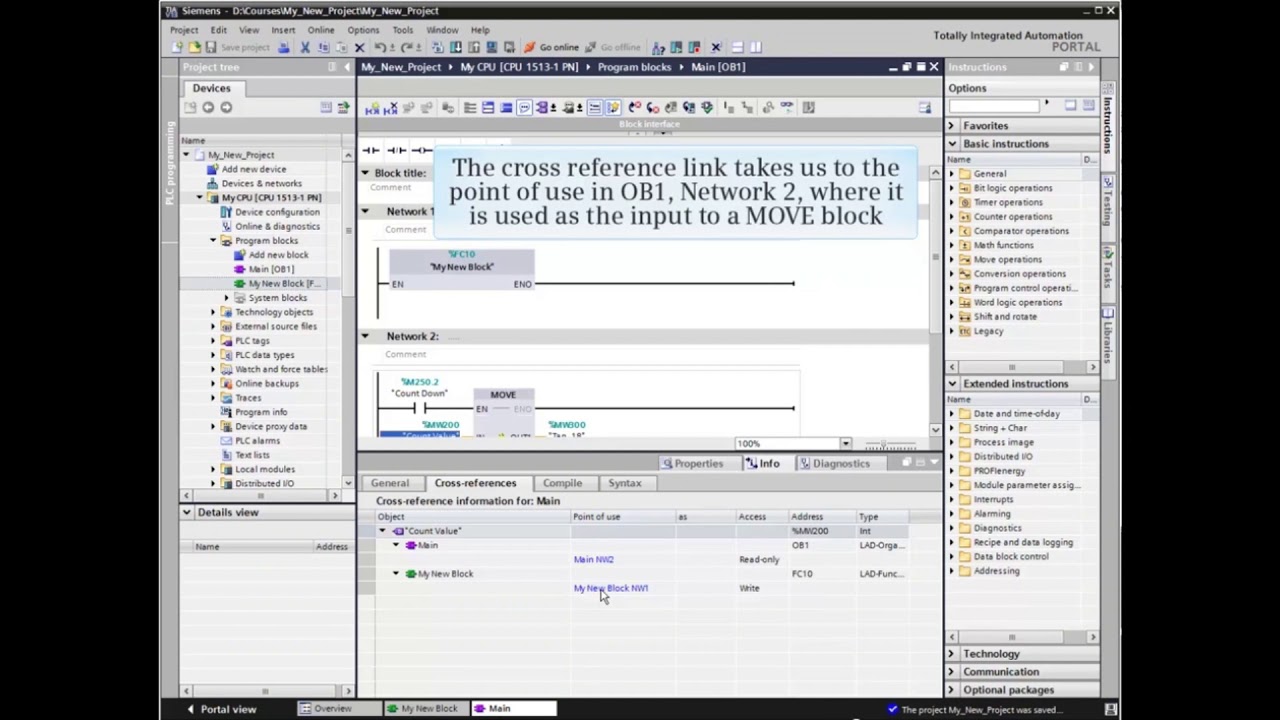 30: How to Access and Use Cross Reference Information in TIA Portal