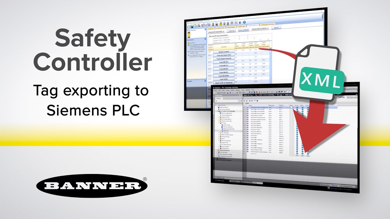 Export Banner Safety Controller Tags to Siemens PLC