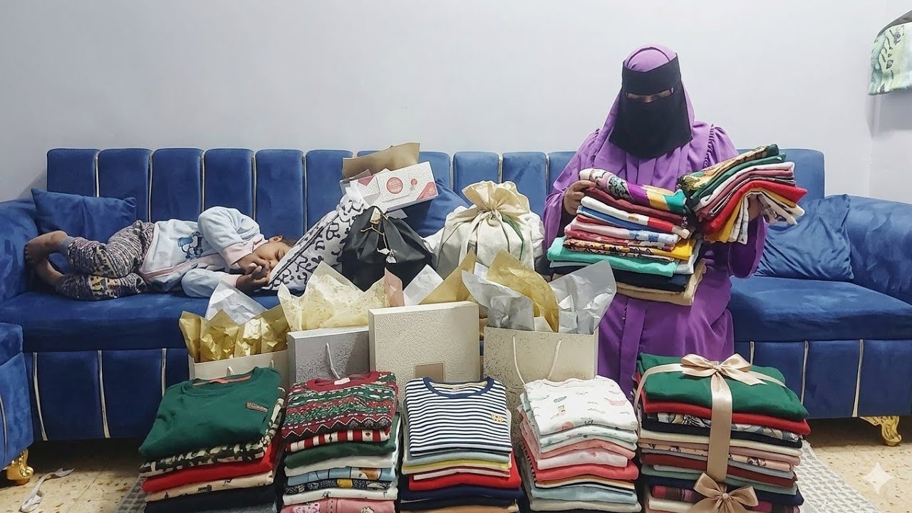 ملابس العيد لولادي هدايا من بنت الامارات الغاليه 🥰يسلمو بنات الامارات الغوالي 🎁بنات الكرم والجود🎊