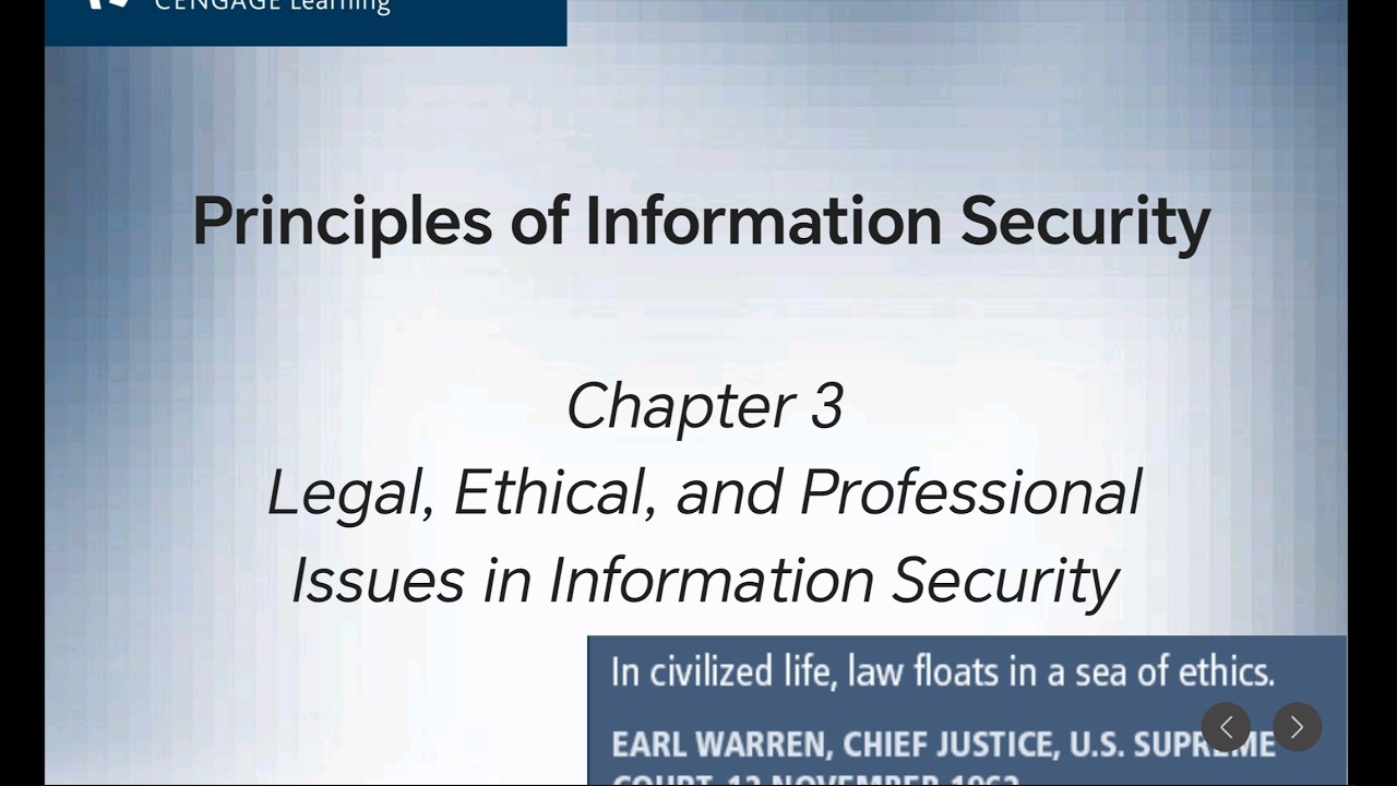 Lecture 3: Legal, Ethical and Professional Issues in Information Security