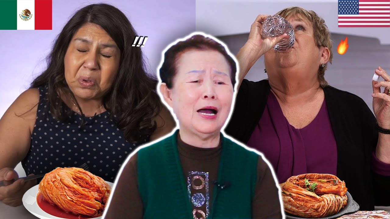 Korean grandma watches Foreigners react to KIMCHI (Korean food reaction videos)
