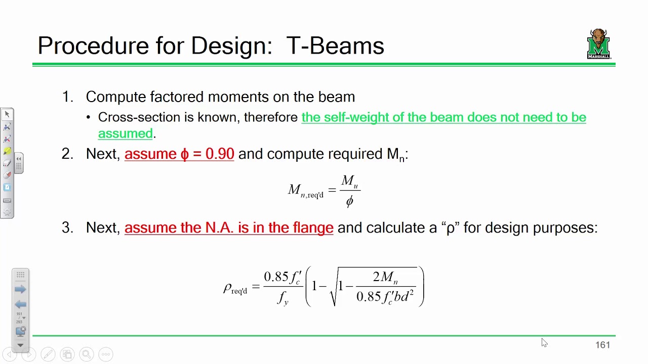 CE 413 Lecture 19: T-Beam Design (2019.03.01)