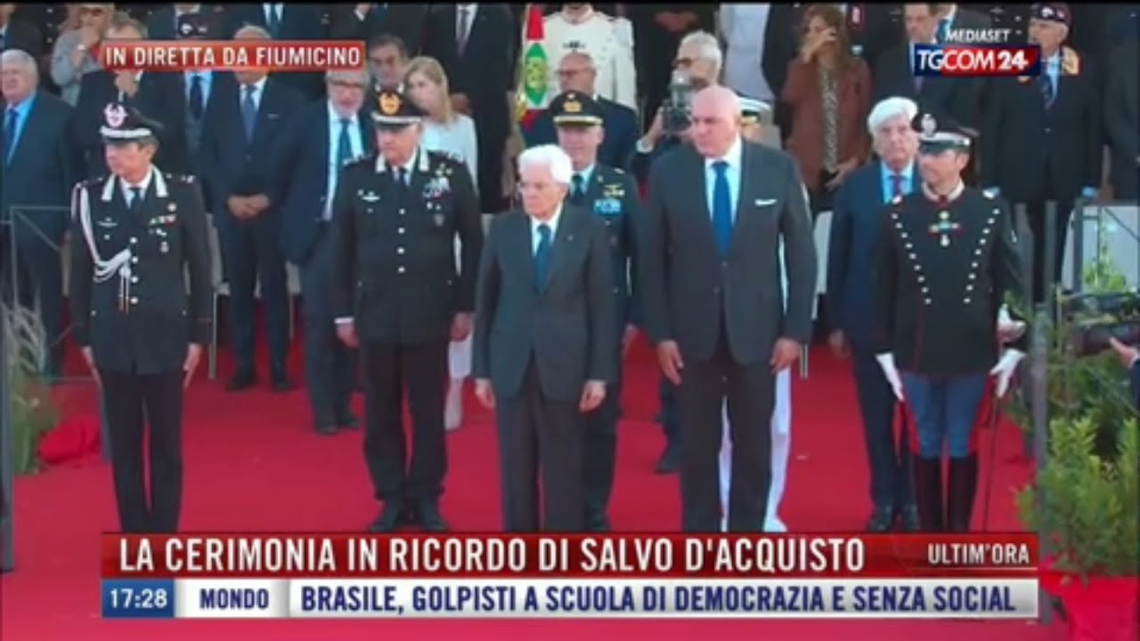 Commemorazione di Salvo d'Acquisto presenti Sergio Mattarella, Guido Crosetto, Matteo Piantedosi