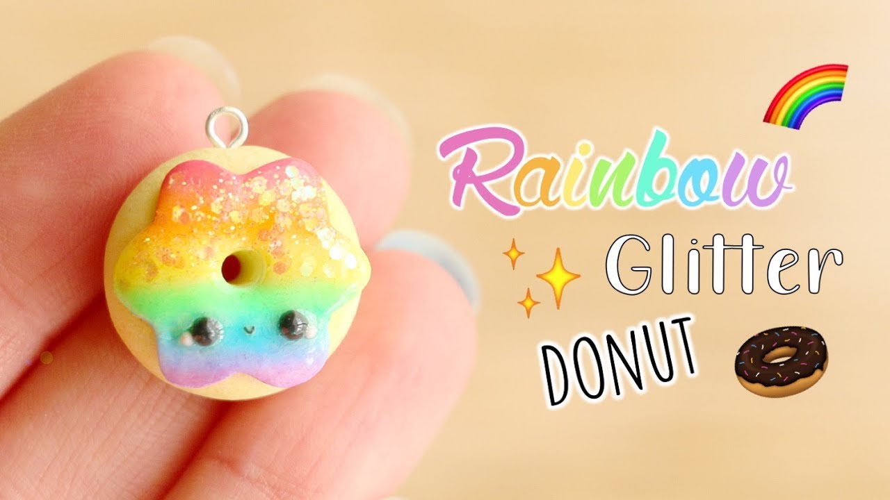 Kawaii Rainbow Glitter Donut│Polymer Clay Tutorial